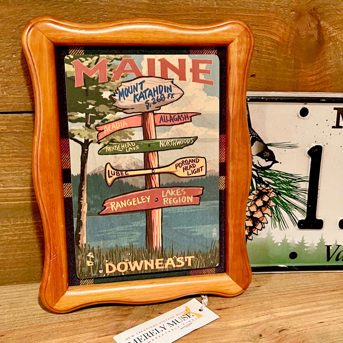 Framed Wooden Maine Postcard