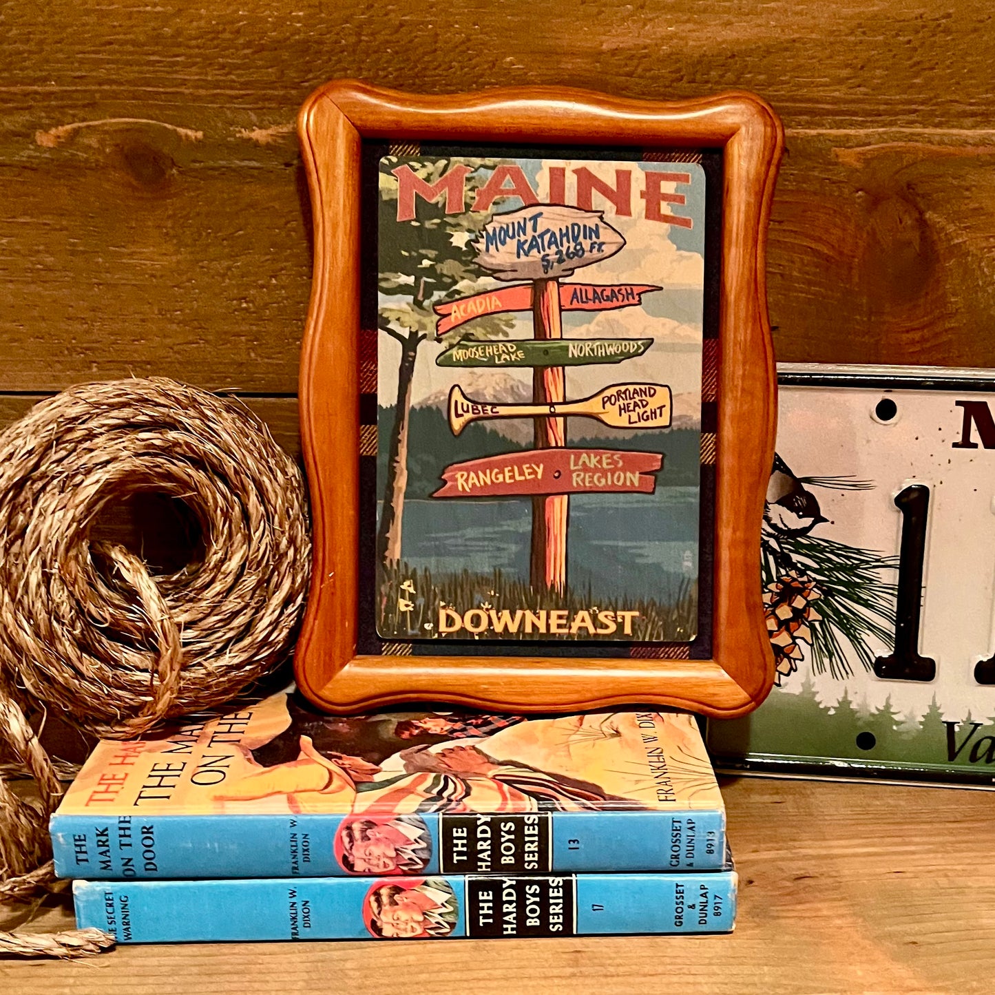 Framed Wooden Maine Postcard