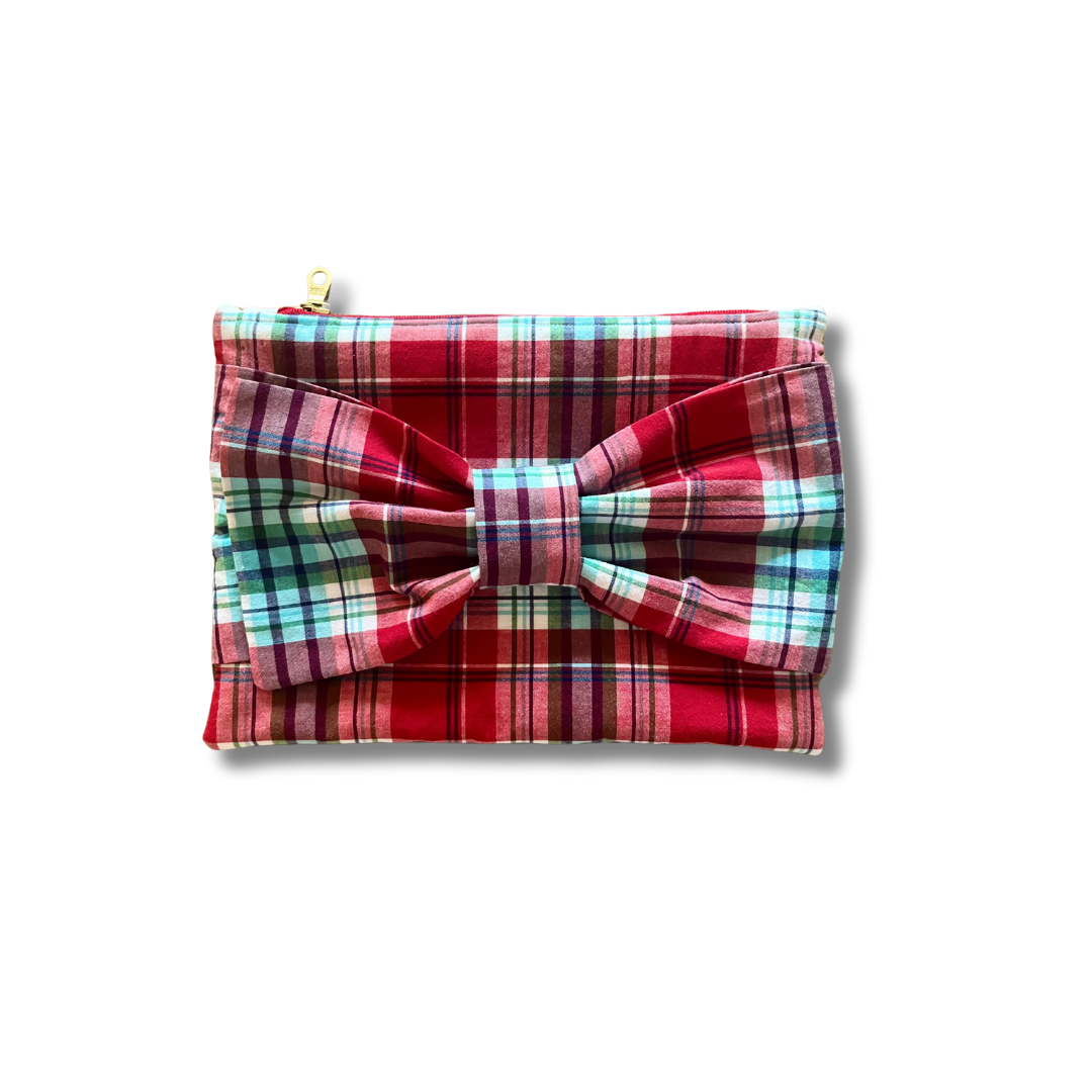 Bow Clutch (Red Plaid)