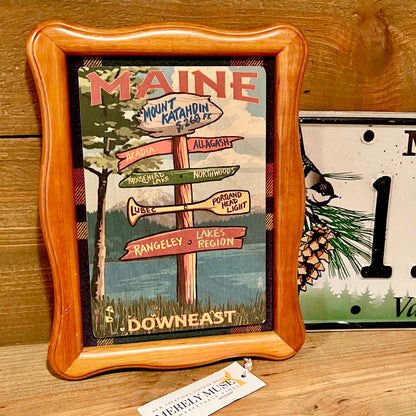 Framed Wooden Maine Postcard