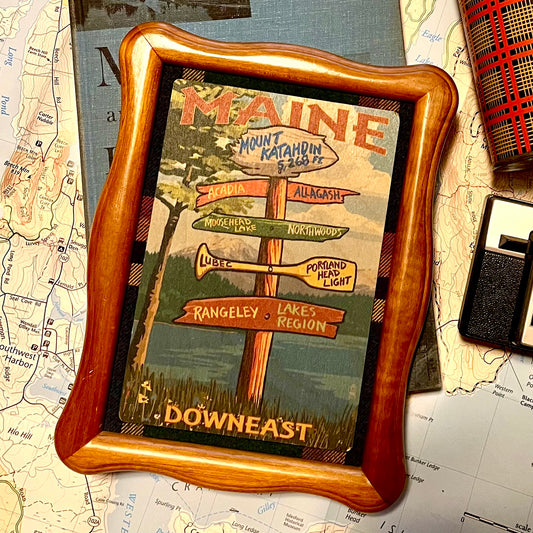 Framed Wooden Maine Postcard