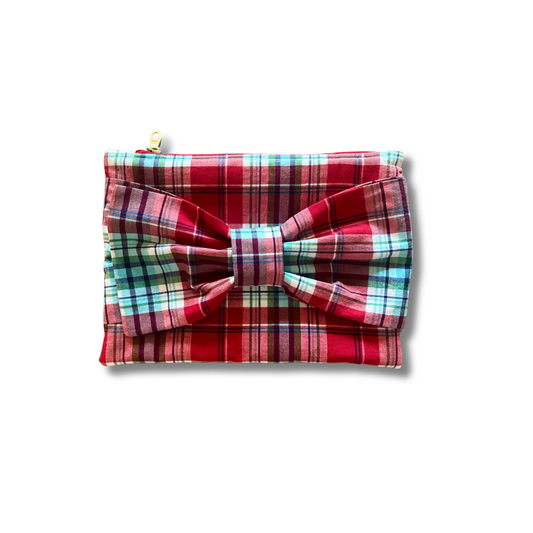 Bow Clutch (Red Plaid)