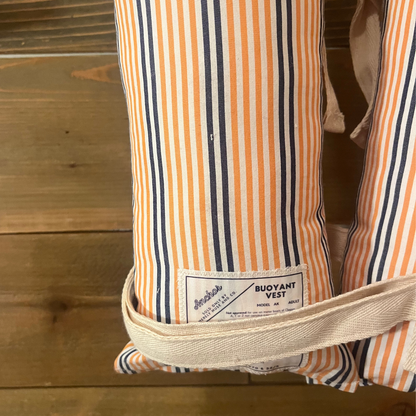 Vintage Inspired Life Vest Decor - Blue & Orange Stripe